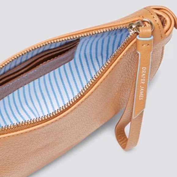 Draper James Camel Wristlet Handbag Leather Half Moon Clutch Tan NWT - Picture 6 of 7